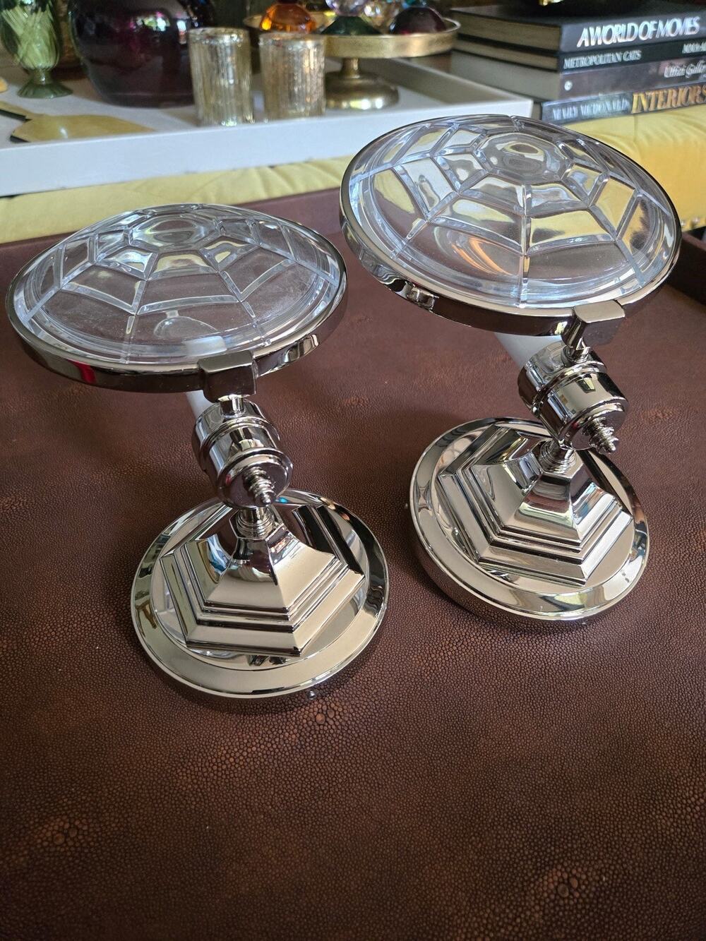 Kallista by Michael S Smith For Town Wall Sconces Set/2 Baccarat Crystal Lenses